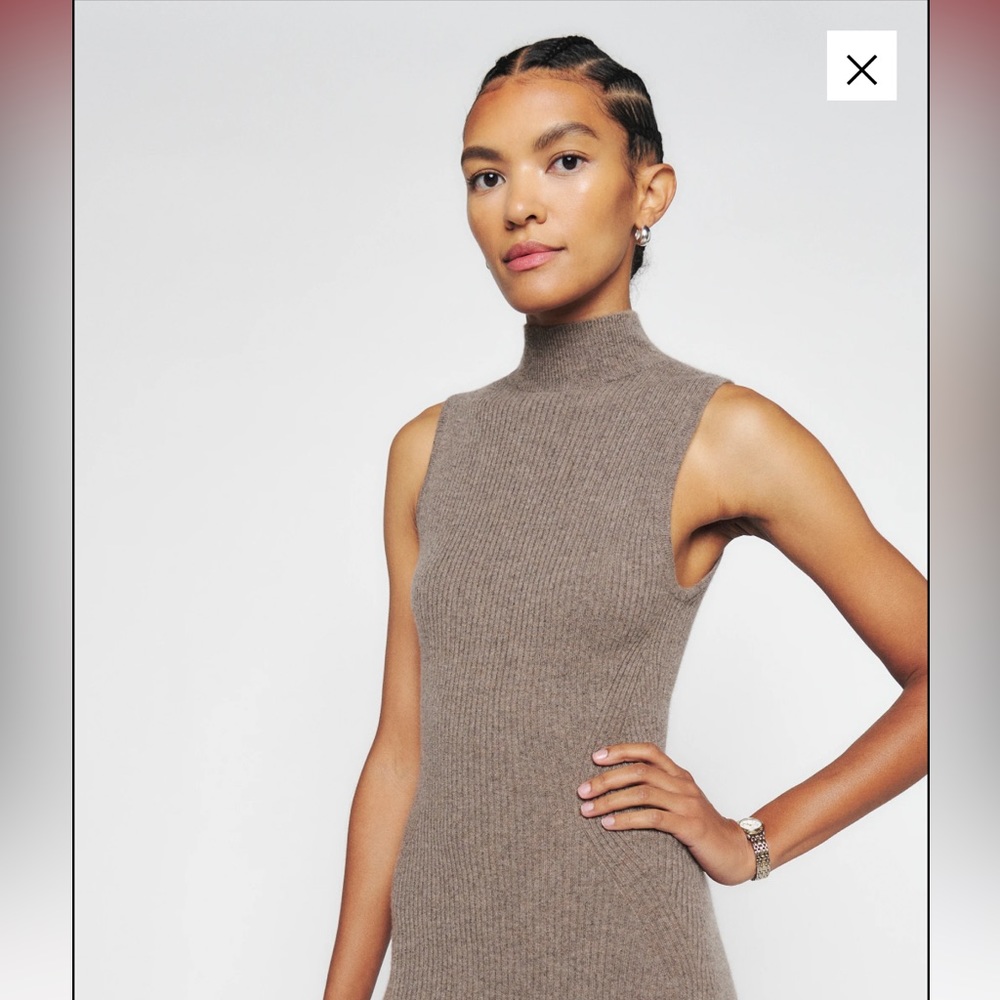 Reformation Ida Cashmere Sleeveless Sweater Dress Cocoa - XS